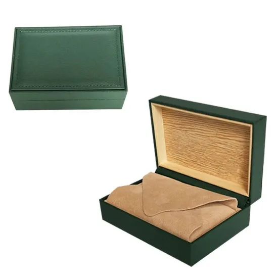 High Grade MDF PU Leather Velvet Green Role Watch Box in Stock